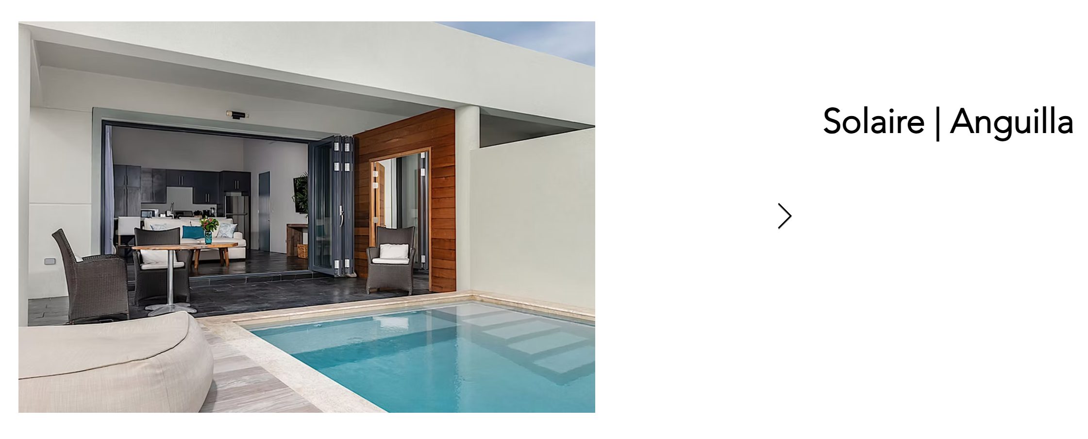 Solaire luxury villa pool and open-plan living area with impact sliding doors, Anguilla